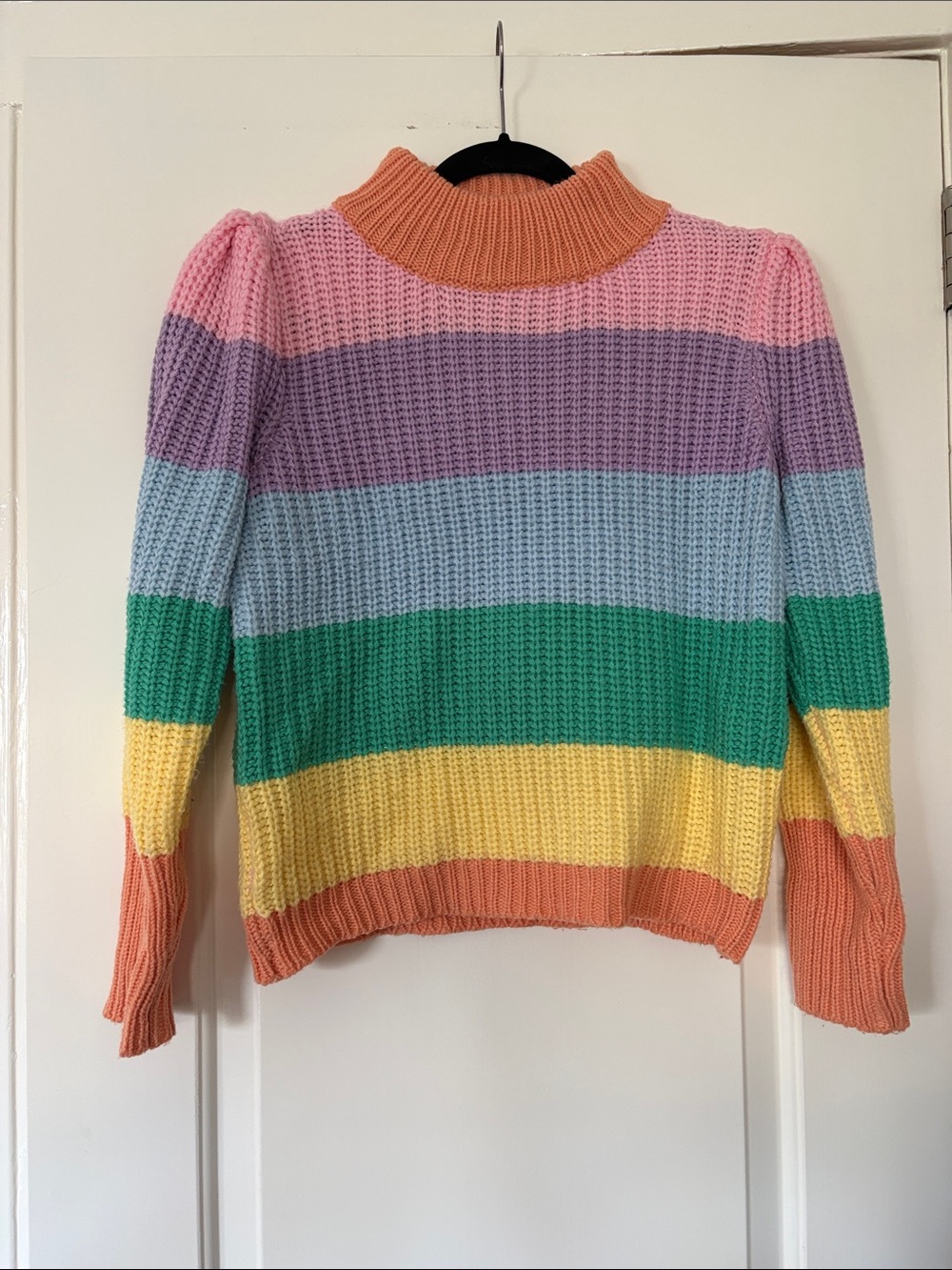 Colorblock Striped Turtleneck Sweater in Pastel Multicolor